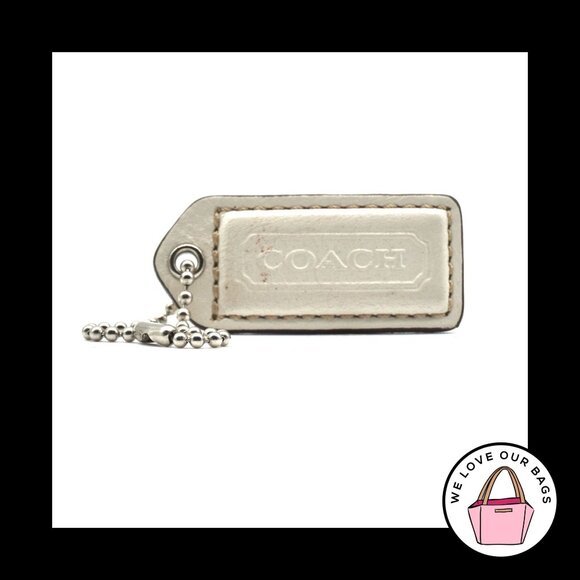 2" Medium VINTAGE COACH White Leather Nickel Key Fob Bag Charm Keychain Hang Tag - Picture 1 of 1